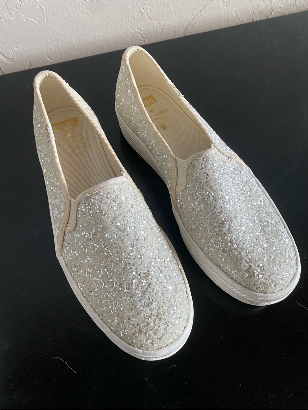 Keds Sparkle Slip-On Sneakers - Ivory Glitter